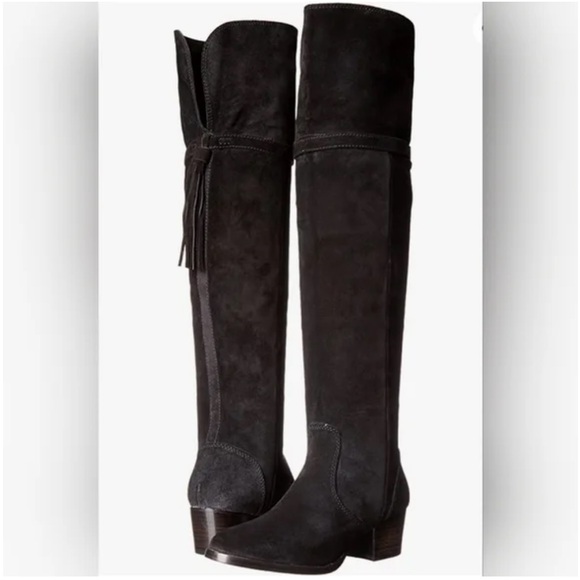 Gorgeous FRYE Clara Tassel Over Knee Women's Black Suede Boot - Picture 1 of 14
